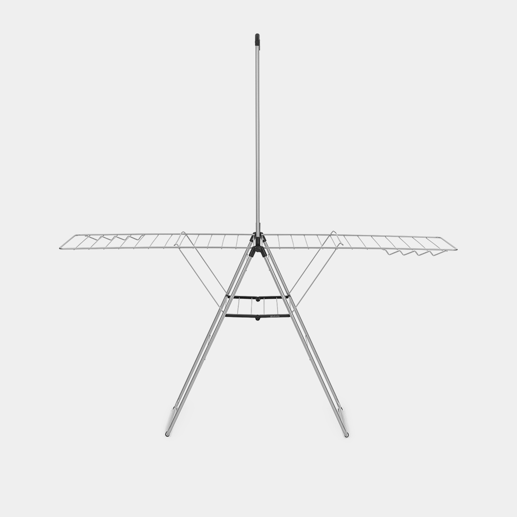 Brabantia HangOn 25m With Rod Metallic Grey 金属灰晾衣架，高挂杆与两侧折叠翼
