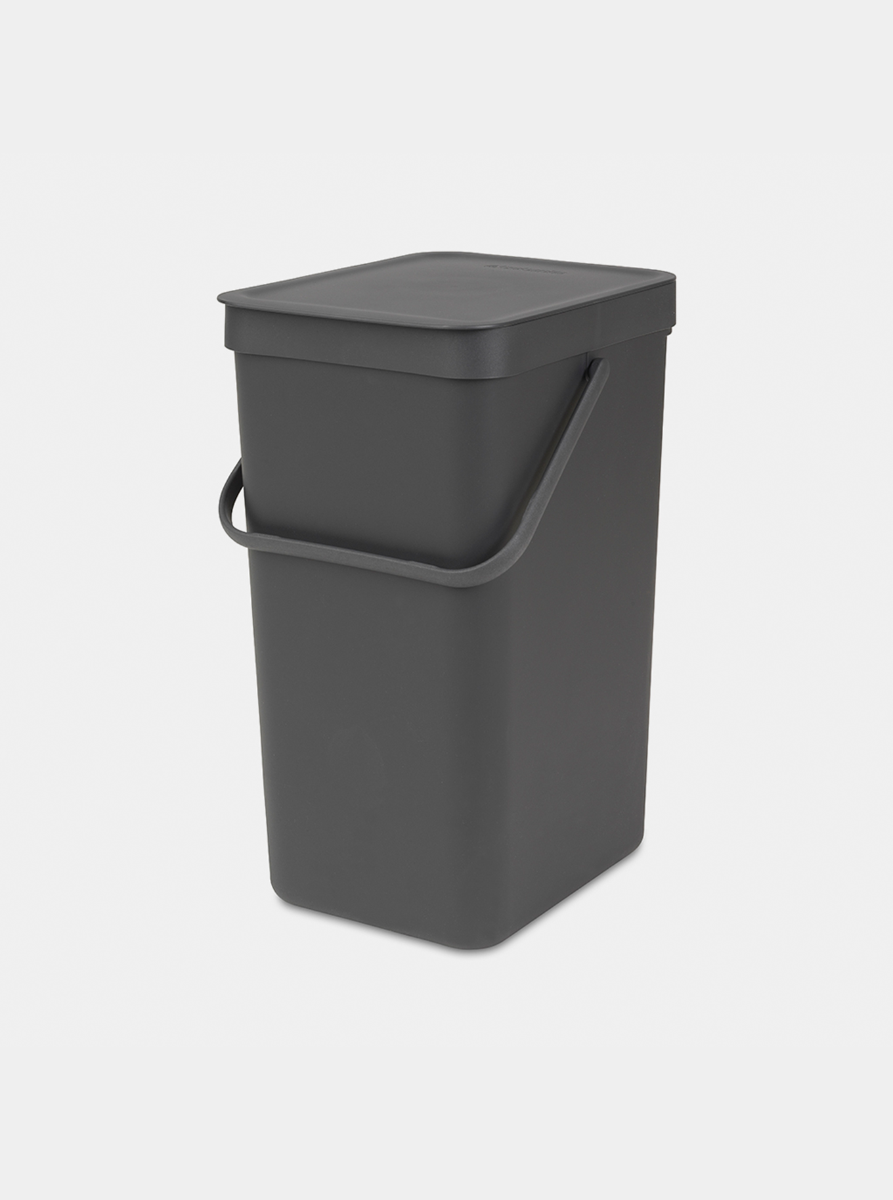 Brabantia Sort & Go 16L Grey rectangular grey recycling bin with carry handle