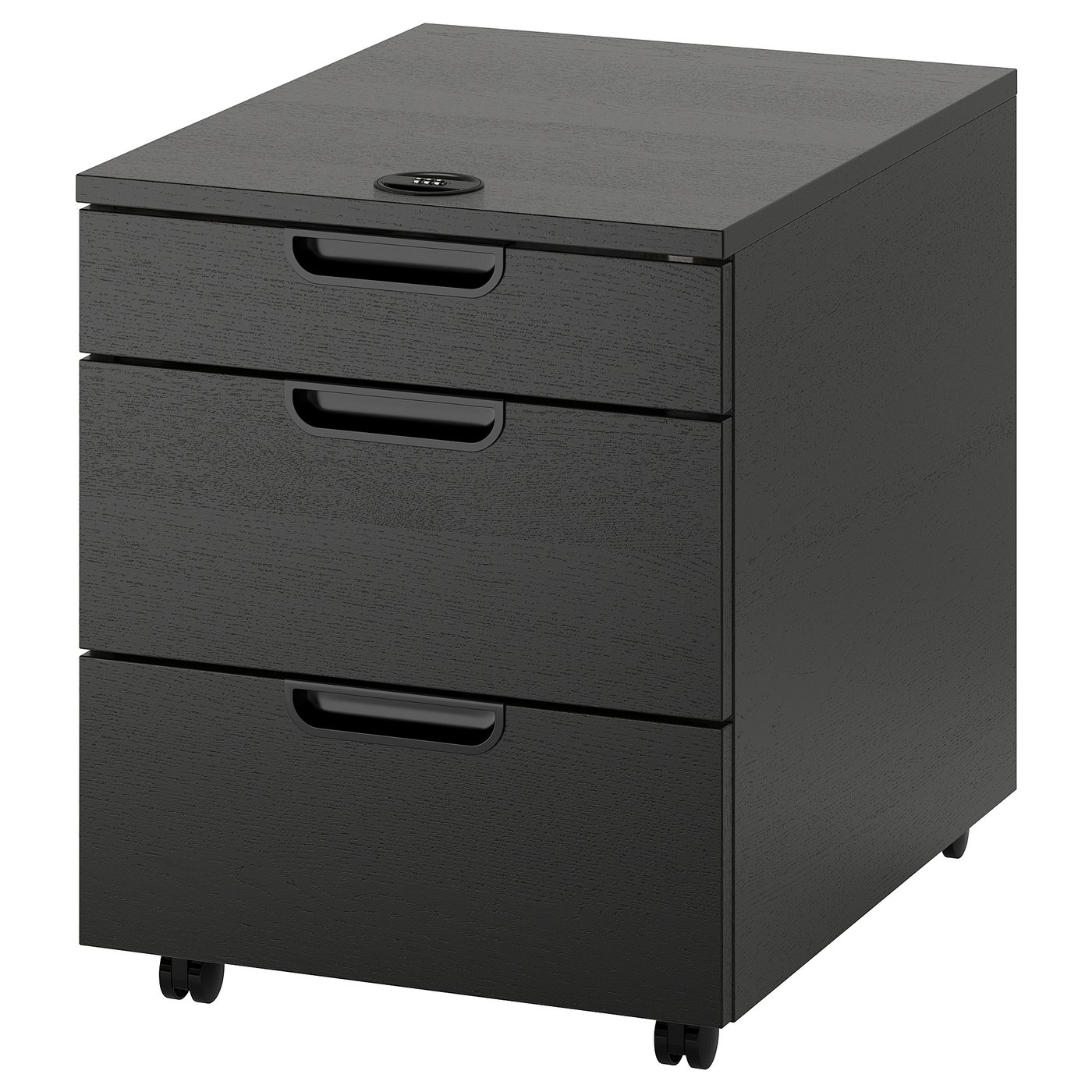 IKEA GALANT Black Ash 45x55 cm 黑色木纹三抽屉脚轮柜，顶部组合锁，货号403.651.54