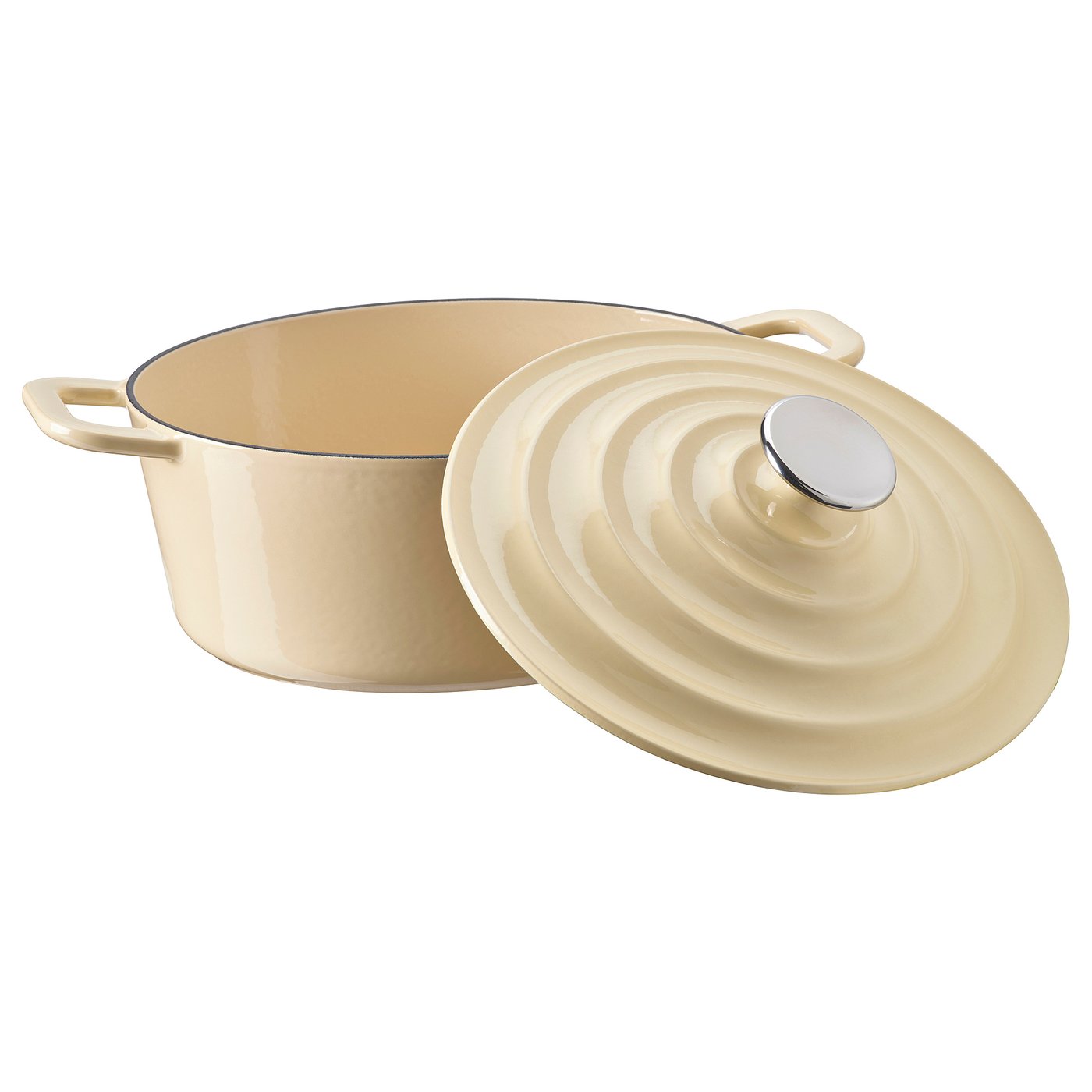 IKEA VARDAGEN 4L Light Yellow 浅黄色搪瓷铸铁炖锅与锅盖,商品编号106.503.60