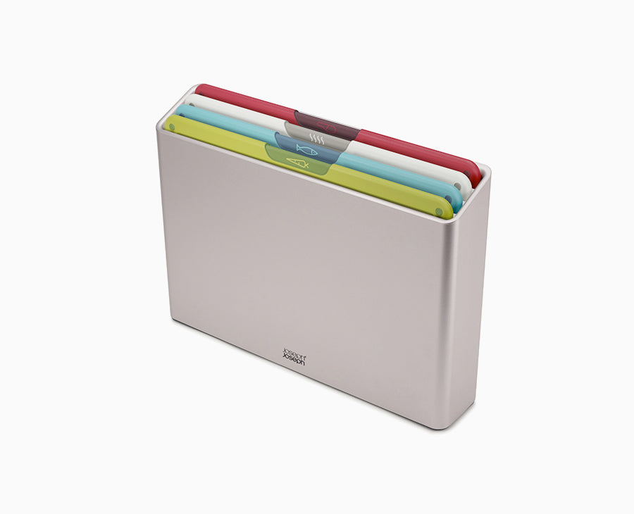 Joseph Joseph Folio Icon Large Multicolour 四块食材图标砧板与灰色收纳盒
